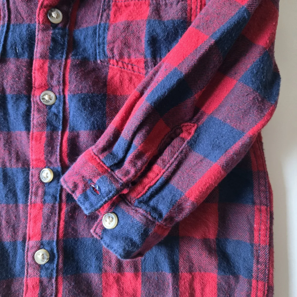 H&M Kids Long-sleeved Red & Blue Plaid Flannel Button Down Shirt